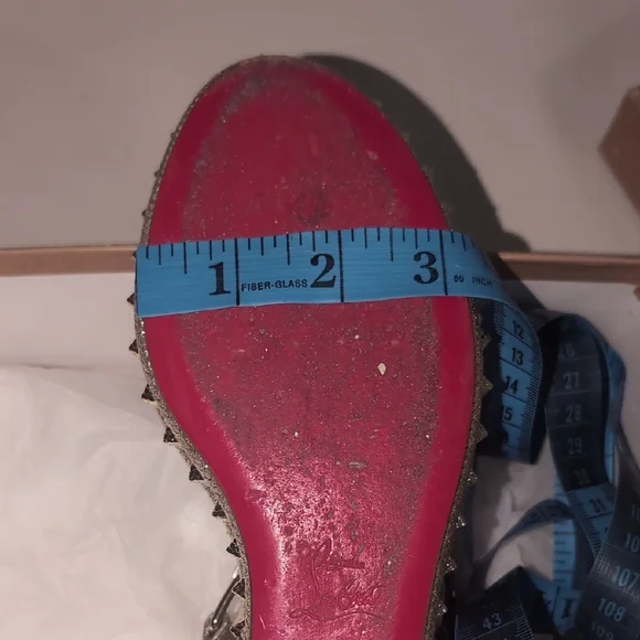 Christian Louboutin Madmonica Spiked Metallic Leather Sandals - Size 37 - Picture 10 of 15